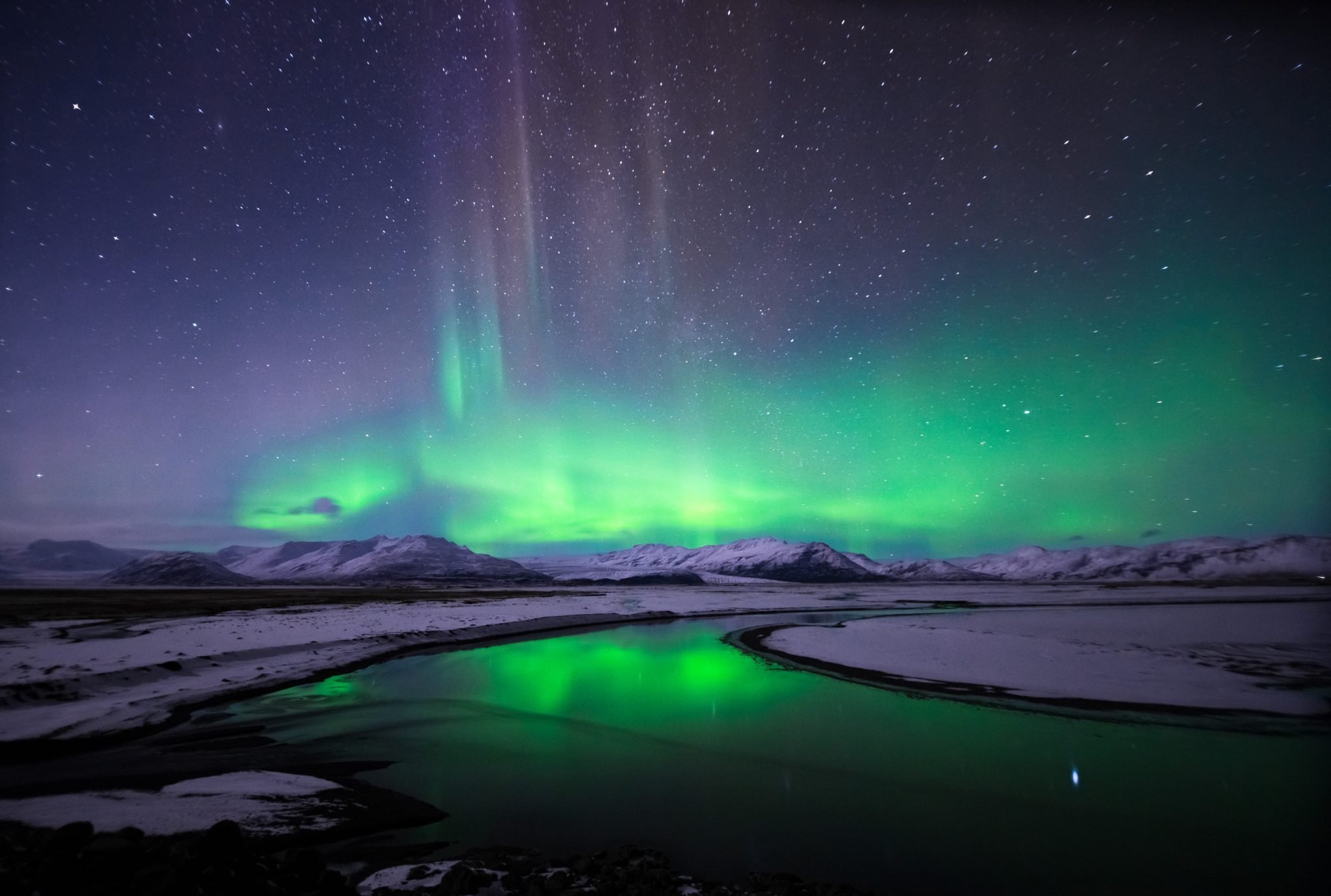 northern lights jokulsarlon iceland 