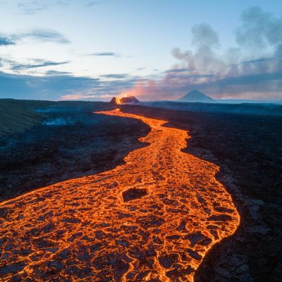 Aerial,Panoramic,View,Of,Volcano,Eruption,,Litli-hr?tur,Hill,,Fagradalsfjall,Volcano