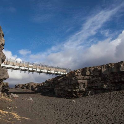 Bridge Between The Continents Where the European and the North American Tectonic Plates Meet in Iceland on the Reykjanes Peninsula