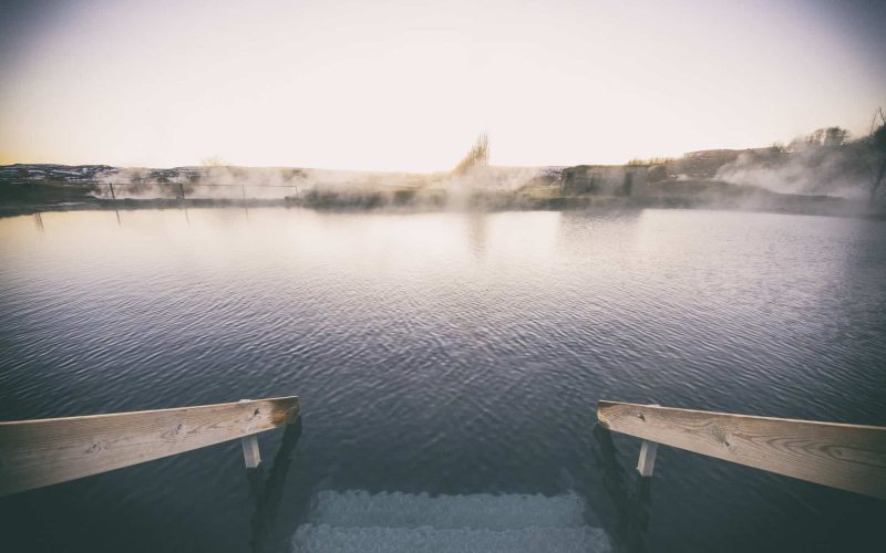 Stairs Entering a Deserted Secret Lagoon in Fludir Iceland