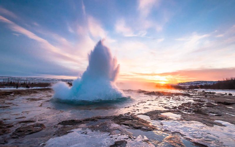 Strokkur Geysir Erupting on the Golden Circle Iceland